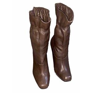 Worthington Women's 8M  Heeled Ankle Bootie Soft Brown Leather Cinched Top